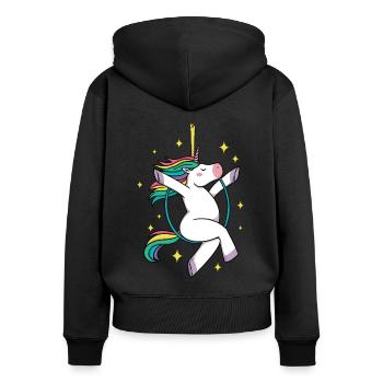 Unicorn Graphic Gymnast Gymnastics Acrobat Acrobat - Frauen Premium Bio Zip Hoodie - Schwarz - Hinten - Julia (174cm)
