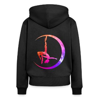 Retro Graphic Gymnast Gymnastics Acrobat Acrobatic - Frauen Premium Bio Zip Hoodie - Schwarz - Hinten - Julia (174cm)