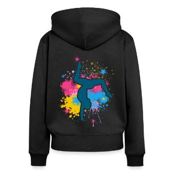 Retro Graphic Gymnast Gymnastics Acrobat Acrobatic - Frauen Premium Bio Zip Hoodie - Schwarz - Hinten - Julia (174cm)