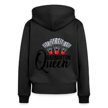 Badminton Queen Badminton Player Shuttlecock Sport - Frauen Premium Bio Zip Hoodie - Schwarz - Hinten - Julia (174cm)