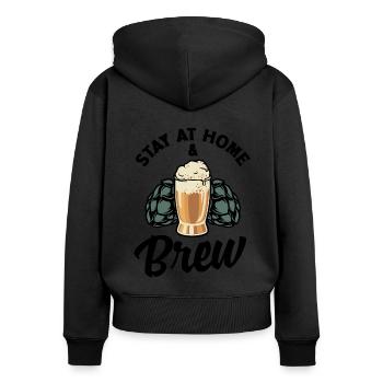 Stay At Home And Brew Homebrewing Brewery Brew Bee - Frauen Premium Bio Zip Hoodie - Schwarz - Hinten - Julia (174cm)