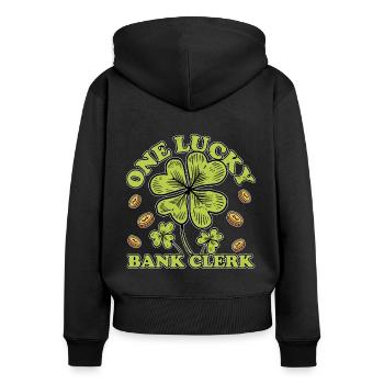 One Lucky Bank Clerk Finance Banker Bookkeeper Cas - Frauen Premium Bio Zip Hoodie - Schwarz - Hinten - Julia (174cm)