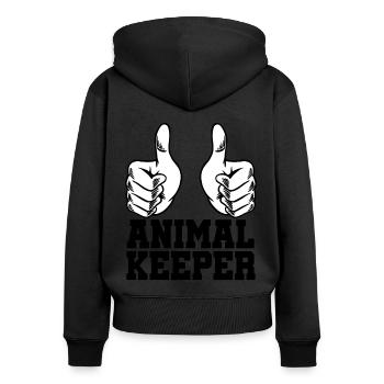 Retro Graphic Animal Keeper Zoo Keeper Animal Love - Frauen Premium Bio Zip Hoodie - Schwarz - Hinten - Julia (174cm)