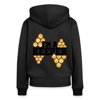 I'm A Keeper Animal Lover Animals Zoo Keeper Zoo K - Frauen Premium Bio Zip Hoodie - Schwarz - Hinten - Julia (174cm)