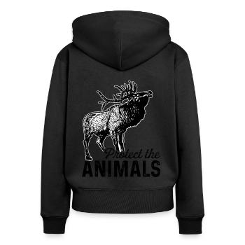 Protect The Animals Animal Lover Zoologist Zoo Kee - Frauen Premium Bio Zip Hoodie - Schwarz - Hinten - Julia (174cm)