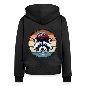Retro Graphic Animal Keeper Zoo Keeper Animal Love - Frauen Premium Bio Zip Hoodie - Schwarz - Hinten - Julia (174cm)