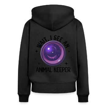 Wait I See An Animal Keeper Animal Lover Zookeeper - Frauen Premium Bio Zip Hoodie - Schwarz - Hinten - Julia (174cm)