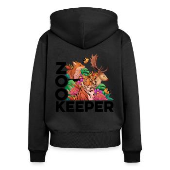 Retro Graphic Animal Keeper Zoo Keeper Animal Love - Frauen Premium Bio Zip Hoodie - Schwarz - Hinten - Julia (174cm)