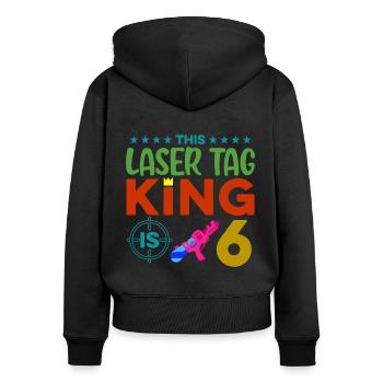 This Laser King Is 6 Lasertag Player Lasergame Pha - Frauen Premium Bio Zip Hoodie - Schwarz - Hinten - Julia (174cm)