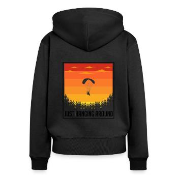 Just Hanging Arround Paraglider Paragliding Parach - Frauen Premium Bio Zip Hoodie - Schwarz - Hinten - Julia (174cm)