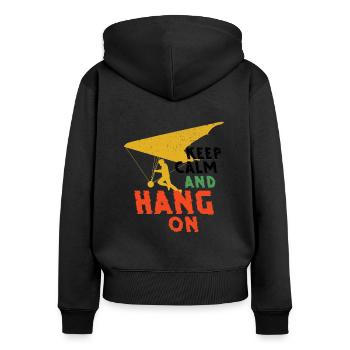 Keep Calm And Hang On Parachute Paragliding Paragl - Frauen Premium Bio Zip Hoodie - Schwarz - Hinten - Julia (174cm)
