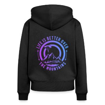 Life Is Better Over The Mountains Paragliding Para - Frauen Premium Bio Zip Hoodie - Schwarz - Hinten - Julia (174cm)