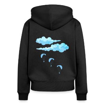 Retro Graphic Paragliding Paraglider Parachute Sky - Frauen Premium Bio Zip Hoodie - Schwarz - Hinten - Julia (174cm)