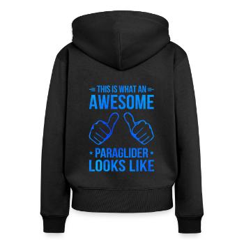 This Is What An Awesome Paraglider Looks Like Para - Frauen Premium Bio Zip Hoodie - Schwarz - Hinten - Julia (174cm)