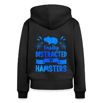 Easily Distracted By Hamsters Animal Lover Hamster - Frauen Premium Bio Zip Hoodie - Schwarz - Hinten - Julia (174cm)