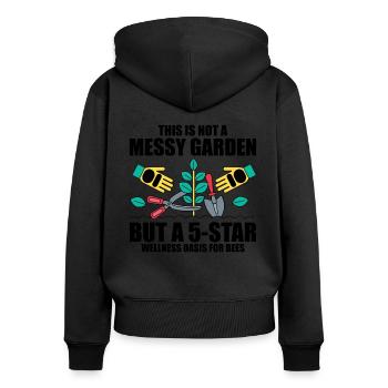 This Is Not A Messy Garden But A 5-Star Wellness O - Frauen Premium Bio Zip Hoodie - Schwarz - Hinten - Julia (174cm)
