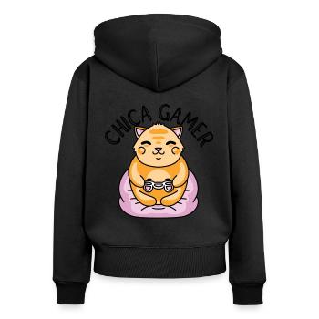 Chica Gamer Graphic Gaming Video Game Player Nerd - Frauen Premium Bio Zip Hoodie - Schwarz - Hinten - Julia (174cm)
