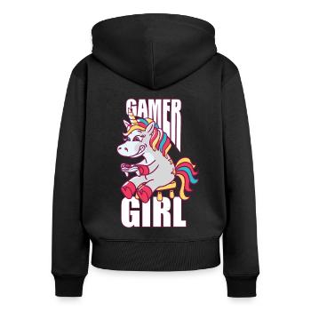 Gamer Girl Gaming Video Game Player Nerd Geek Game - Frauen Premium Bio Zip Hoodie - Schwarz - Hinten - Julia (174cm)