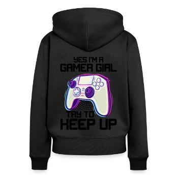 Yes I'm A Gamer Girl Video Game Player Gaming Nerd - Frauen Premium Bio Zip Hoodie - Schwarz - Hinten - Julia (174cm)
