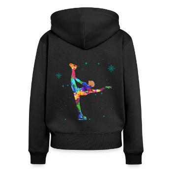 Retro Graphic Ice Skating Figure Skater Ice Skater - Frauen Premium Bio Zip Hoodie - Schwarz - Hinten - Julia (174cm)