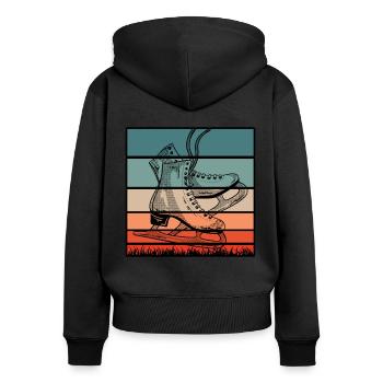 Retro Graphic Ice Skating Figure Skater Ice Skater - Frauen Premium Bio Zip Hoodie - Schwarz - Hinten - Julia (174cm)