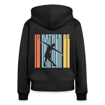 Retro Graphic Ice Skating Figure Skater Ice Skater - Frauen Premium Bio Zip Hoodie - Schwarz - Hinten - Julia (174cm)
