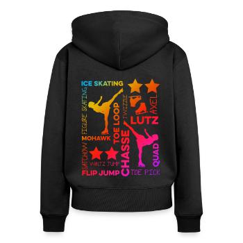 Retro Graphic Ice Skating Figure Skater Ice Skater - Frauen Premium Bio Zip Hoodie - Schwarz - Hinten - Julia (174cm)