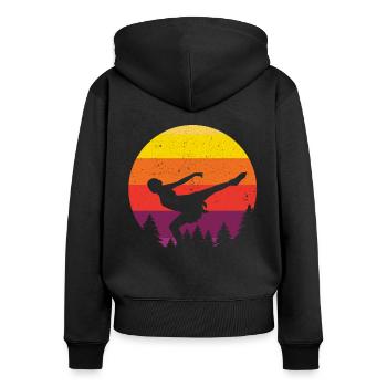 Retro Graphic Ice Skating Figure Skater Ice Skater - Frauen Premium Bio Zip Hoodie - Schwarz - Hinten - Julia (174cm)