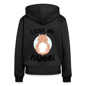 I love My Hammy Hamster Pet Owner Animal Lover Rod - Frauen Premium Bio Zip Hoodie - Schwarz - Hinten - Julia (174cm)