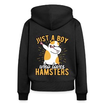 Just A Boy Who Loves Hamster Hamster Owner Pet Lov - Frauen Premium Bio Zip Hoodie - Schwarz - Hinten - Julia (174cm)