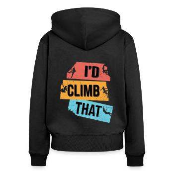 I'd Climb That Rock Climbing Bouldering Climber Ro - Frauen Premium Bio Zip Hoodie - Schwarz - Hinten - Julia (174cm)