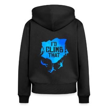 I'd Climb That Rock Climbing Bouldering Climber Ro - Frauen Premium Bio Zip Hoodie - Schwarz - Hinten - Julia (174cm)
