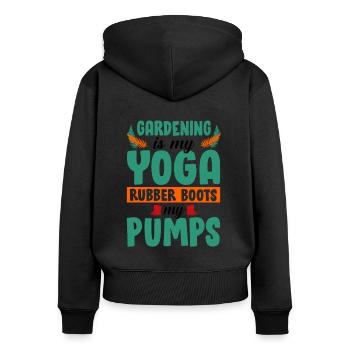 Gardening Is My Yoga Rubber Boots My Pumps Gardene - Frauen Premium Bio Zip Hoodie - Schwarz - Hinten - Julia (174cm)