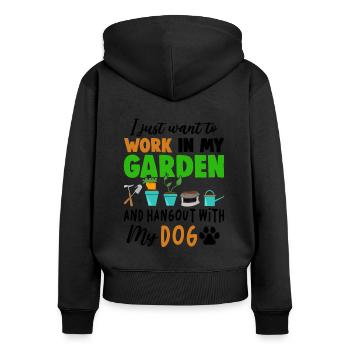 I Just Want To Work In My Garden And Hang Out With - Frauen Premium Bio Zip Hoodie - Schwarz - Hinten - Julia (174cm)
