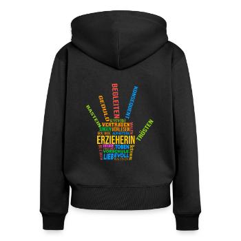 Retro Grafik Kindertagesstätte Babysitter Kindergä - Frauen Premium Bio Zip Hoodie - Schwarz - Hinten - Julia (174cm)