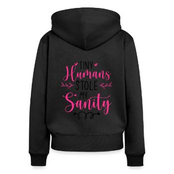 Tiny Humans Stole My Heart Daycare Provider Babysi - Frauen Premium Bio Zip Hoodie - Schwarz - Hinten - Julia (174cm)