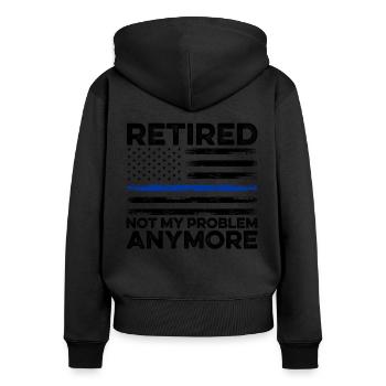 Retired 2023 Not My Problem Anymore Retiree Retire - Frauen Premium Bio Zip Hoodie - Schwarz - Hinten - Julia (174cm)