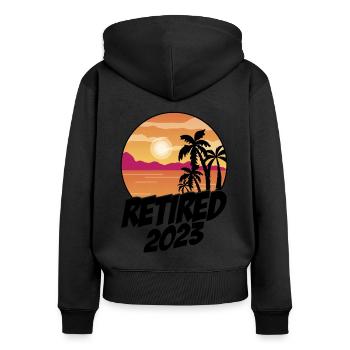 Retired 2023 Graphic Retirement Retired Retiree Pe - Frauen Premium Bio Zip Hoodie - Schwarz - Hinten - Julia (174cm)