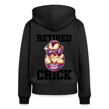 Retired Chick Graphic Retirement Retired Retiree P - Frauen Premium Bio Zip Hoodie - Schwarz - Hinten - Julia (174cm)