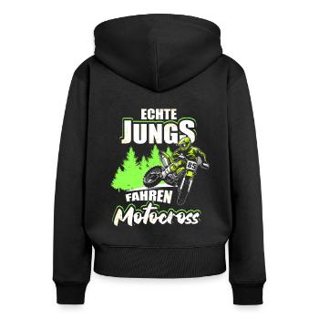 Echte Jungs Fahren Motocross Motorradfahrer Enduro - Frauen Premium Bio Zip Hoodie - Schwarz - Hinten - Julia (174cm)