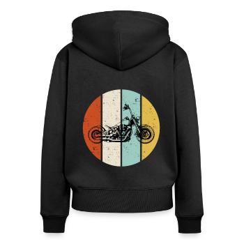 Retro Graphic Motorcycle Rider Motorcyclist Biker - Frauen Premium Bio Zip Hoodie - Schwarz - Hinten - Julia (174cm)