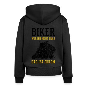 Biker Werden Nicht Grau Das Ist Chrom Motorradfahr - Frauen Premium Bio Zip Hoodie - Schwarz - Hinten - Julia (174cm)
