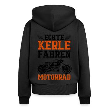 Echte Kerle Fahren Motorrad Motorradfahrer Biker M - Frauen Premium Bio Zip Hoodie - Schwarz - Hinten - Julia (174cm)