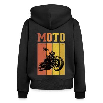 Retro Graphic Motorcycle Rider Motorcyclist Biker - Frauen Premium Bio Zip Hoodie - Schwarz - Hinten - Julia (174cm)