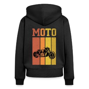 Retro Graphic Motorcycle Rider Motorcyclist Biker - Frauen Premium Bio Zip Hoodie - Schwarz - Hinten - Julia (174cm)