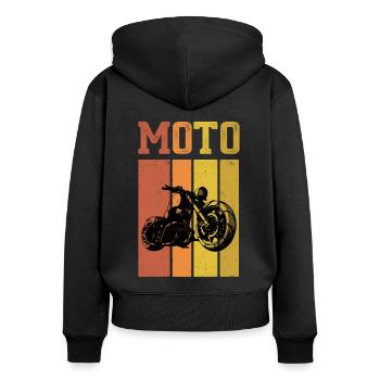 Retro Graphic Motorcycle Rider Motorcyclist Biker - Frauen Premium Bio Zip Hoodie - Schwarz - Hinten - Julia (174cm)