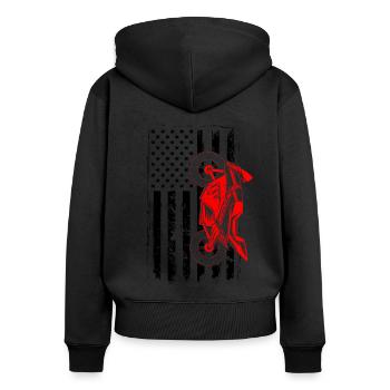 Retro Graphic Motorcycle Rider Motorcyclist Biker - Frauen Premium Bio Zip Hoodie - Schwarz - Hinten - Julia (174cm)