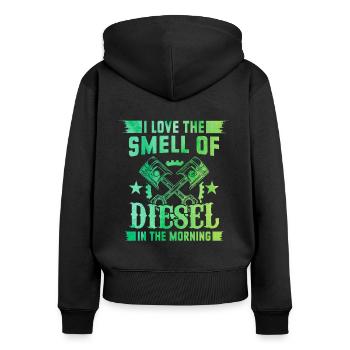 I Love The Smell Of Diesel In The Morning Car Love - Women's Premium Organic Zip Hoodie - black - Back - Julia (174cm)