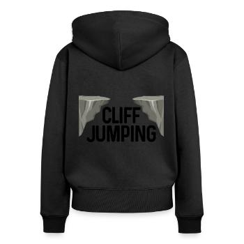 Retro Graphic Cliff Diver Cliff Diving Tombstoning - Women's Premium Organic Zip Hoodie - black - Back - Julia (174cm)