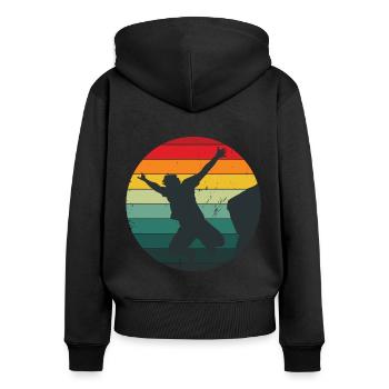Retro Graphic Cliff Diver Cliff Diving Tombstoning - Women's Premium Organic Zip Hoodie - black - Back - Julia (174cm)